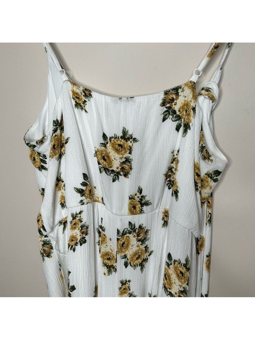 Charming Charlie Woven V-Neck Jumpsuit Wide Split Leg Yellow Floral XL - Picture 7 of 12